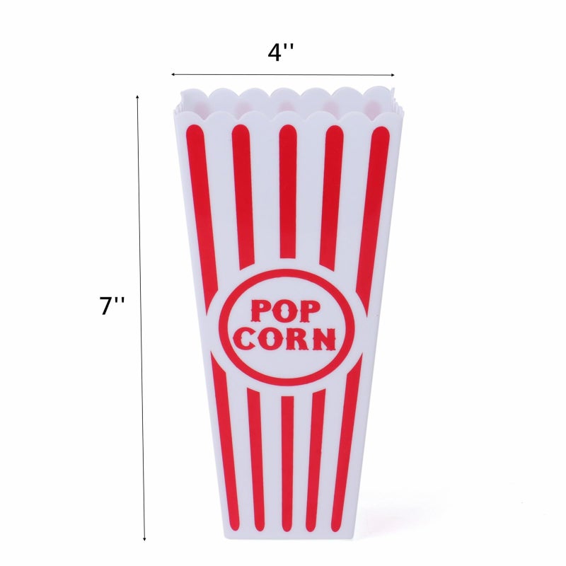 Tebery 20 Pack Plastic Open-Top Popcorn Boxes Reusable Movie Theater Style Popcorn Container Set -7.7" Tall x 4" Square - Image 2